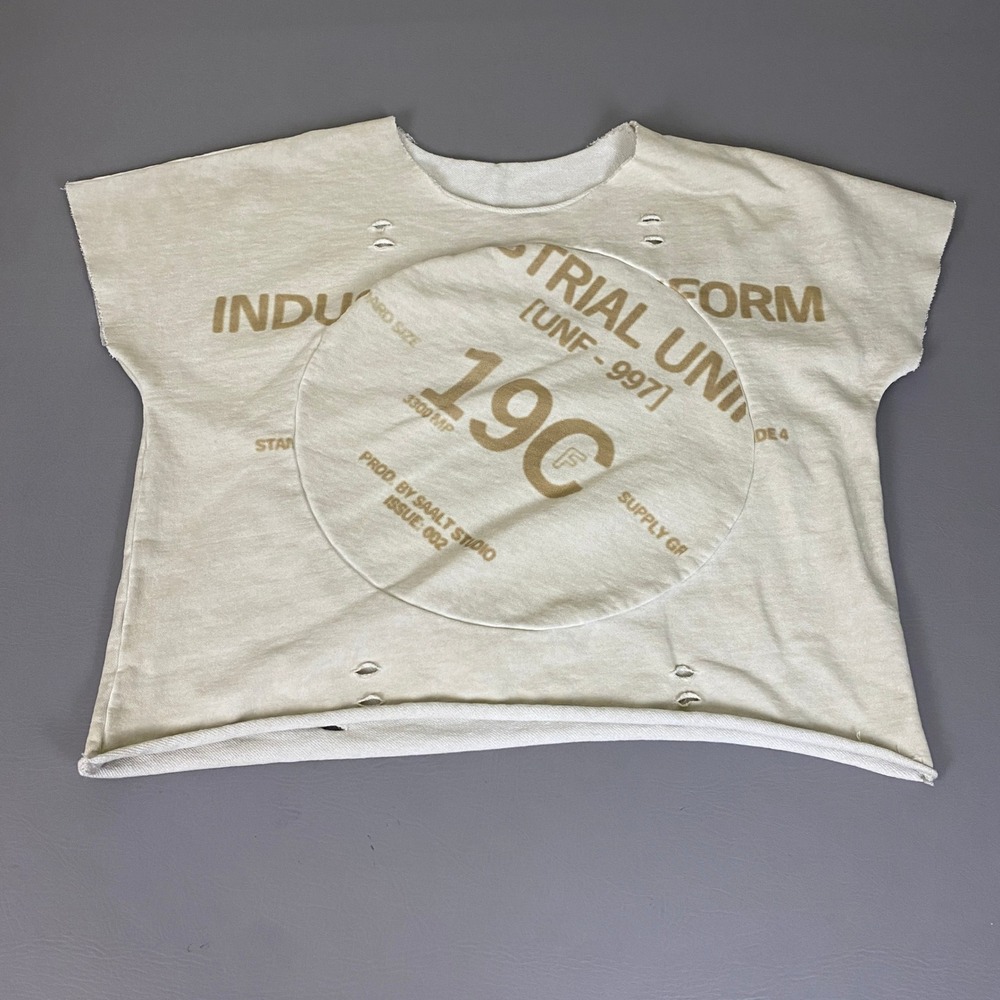 Saalt Studio Cropped Sweatshirt L Industrial Uniform Issue 002 Distressed Cream
